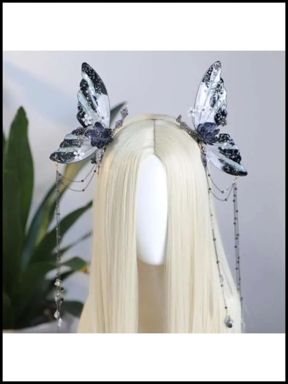 Fairy Butterfly Wings Headband with Tassel for Women Renaissance Cosplay